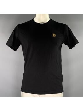 BELSTAFF Size L Black Gold Cotton Crew-Neck T-shirt